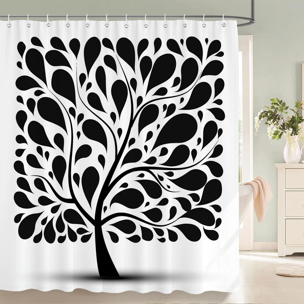 Black and White Printing Leaves Plant Shower Curtain, Simple Art Tree Texture Fabric Waterproof Bathroom Curthroom Decor Curtain
Black and White Printing Leaves Plant Shower Curtain, Simple Art Tree Texture Fabric Waterproof Bathroom Curthroom Decor Curtain