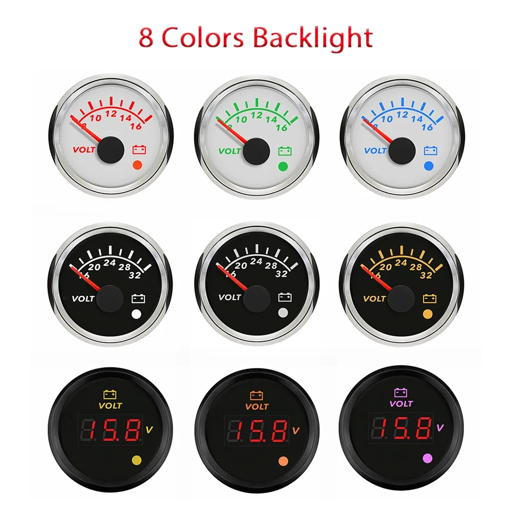 Waterproof 52mm Voltmeter 8-16V 16-32V 9-32V Volt Gauge with 8 Colors Backlight and Alarm for Car Boat Yacht Truck Universal
Waterproof 52mm Voltmeter 8-16V 16-32V 9-32V Volt Gauge with 8 Colors Backlight and Alarm for Car Boat Yacht Truck Universal