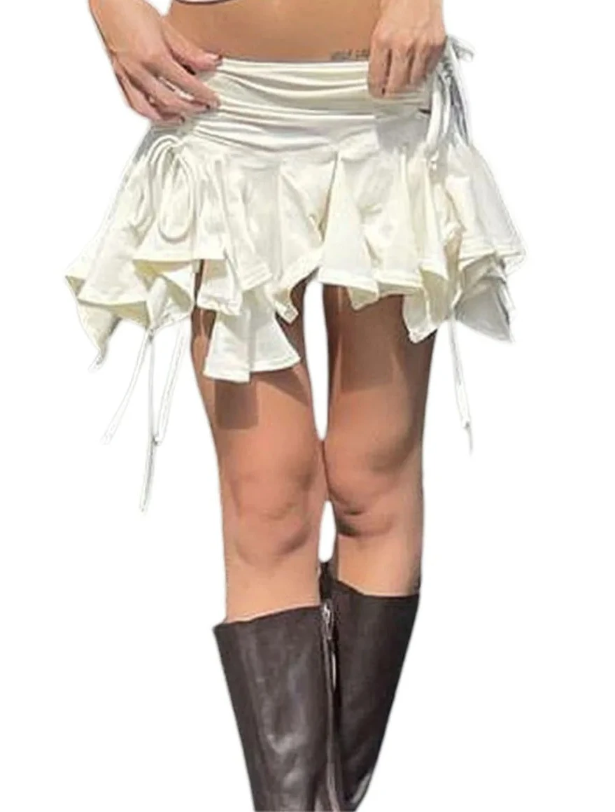 Женские однотонные юбки нестандартной формы, летняя мода, мини-юбка с завязками на шнурке и рюшами, черная/белая
Женские однотонные юбки нестандартной формы, летняя мода, мини-юбка с завязками на шнурке и рюшами, черная/белая