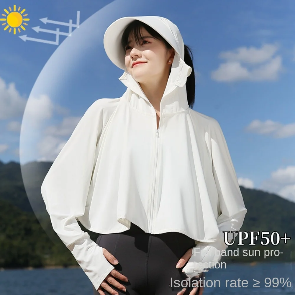 Solid Color Sunscreen Hoodie Long Sleeve Thin Sun Protection Clothing Large Brim Hat Arm Sleeves Ice Silk Short Jacket Sports
Solid Color Sunscreen Hoodie Long Sleeve Thin Sun Protection Clothing Large Brim Hat Arm Sleeves Ice Silk Short Jacket Sports