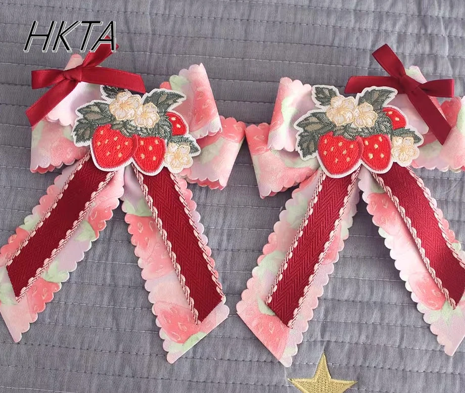 Lolita Kawaii Strawberry Embroidery Pink Edge Clip Hair Accessories Women Summer New Sweet Cute Print Bow Clips Headgear Female 
Lolita Kawaii Strawberry Embroidery Pink Edge Clip Hair Accessories Women Summer New Sweet Cute Print Bow Clips Headgear Female