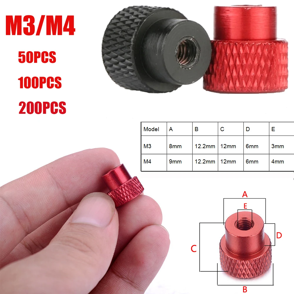 50/100/200pcs M3 M4 Through Hole Hand Nut Knurled Aluminum Thumb Nut for Locking Airframe Aluminum Alloy Tighten Hand Nut
50/100/200pcs M3 M4 Through Hole Hand Nut Knurled Aluminum Thumb Nut for Locking Airframe Aluminum Alloy Tighten Hand Nut
