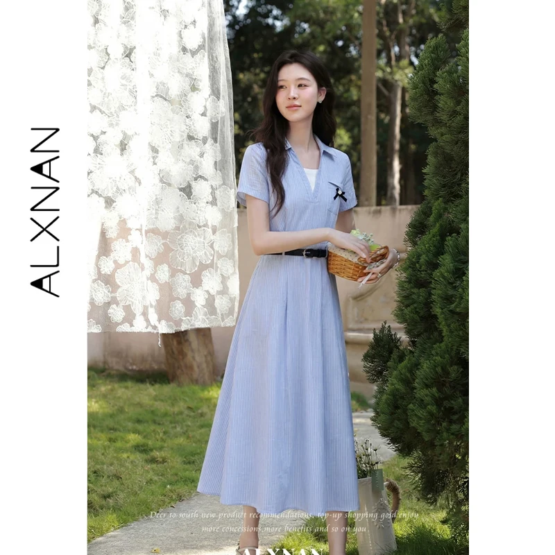 ALXNAN Women's Striped Shirt Dress 2026 High Waist A-line Casual Office Lady Dress Summer French Style Midi Dresses DYL662731-1
ALXNAN Women's Striped Shirt Dress 2026 High Waist A-line Casual Office Lady Dress Summer French Style Midi Dresses DYL662731-1