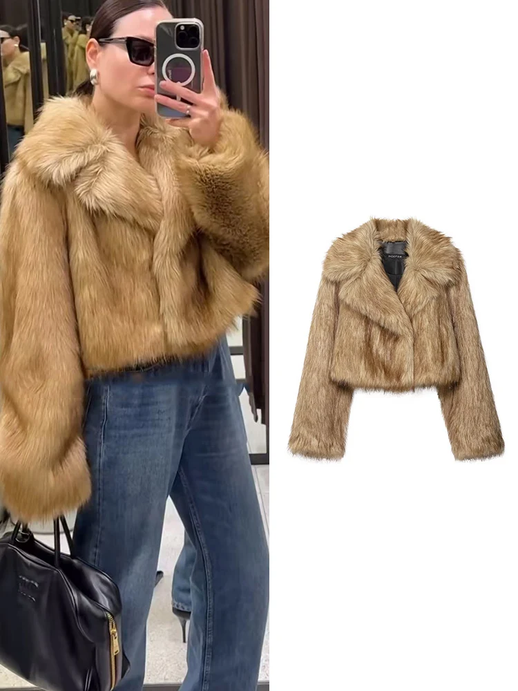 TFMLN 2025 женское повседневное укороченное пальто из искусственного меха, модная зимняя толстая теплая куртка с отложным воротником, модная уличная одежда в стиле ретро
TFMLN 2025 женское повседневное укороченное пальто из искусственного меха, модная зимняя толстая теплая куртка с отложным воротником, модная уличная одежда в стиле ретро