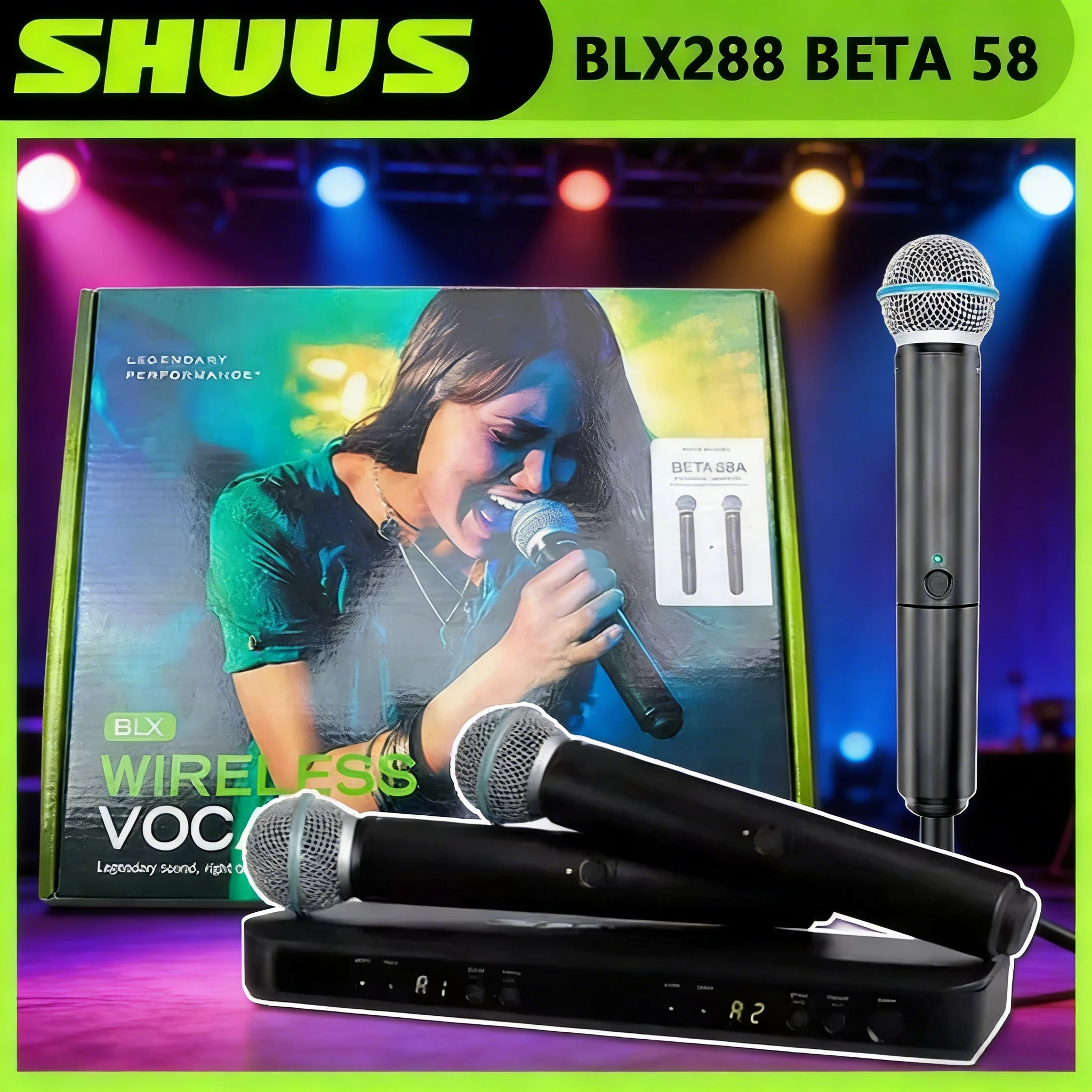 Беспроводная цифровая микрофонная система BLX288 BETA58 UHF с двумя ручными суперкардиоидными передатчиками для живых выступлений и караоке
Беспроводная цифровая микрофонная система BLX288 BETA58 UHF с двумя ручными суперкардиоидными передатчиками для живых выступлений и караоке