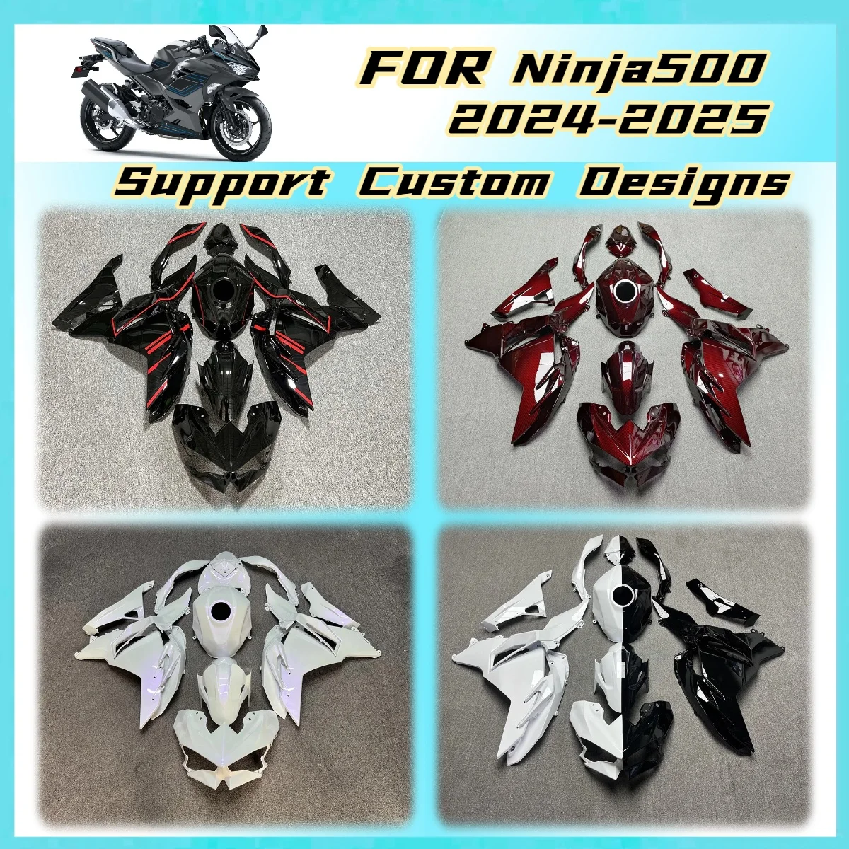 2024 2025 Ninja500 Fairings Kit Premium ABS Plastic Bodywork Set for Kawasaki Ninja 500 24 25 Motobike Parts Fairing Set
2024 2025 Ninja500 Fairings Kit Premium ABS Plastic Bodywork Set for Kawasaki Ninja 500 24 25 Motobike Parts Fairing Set