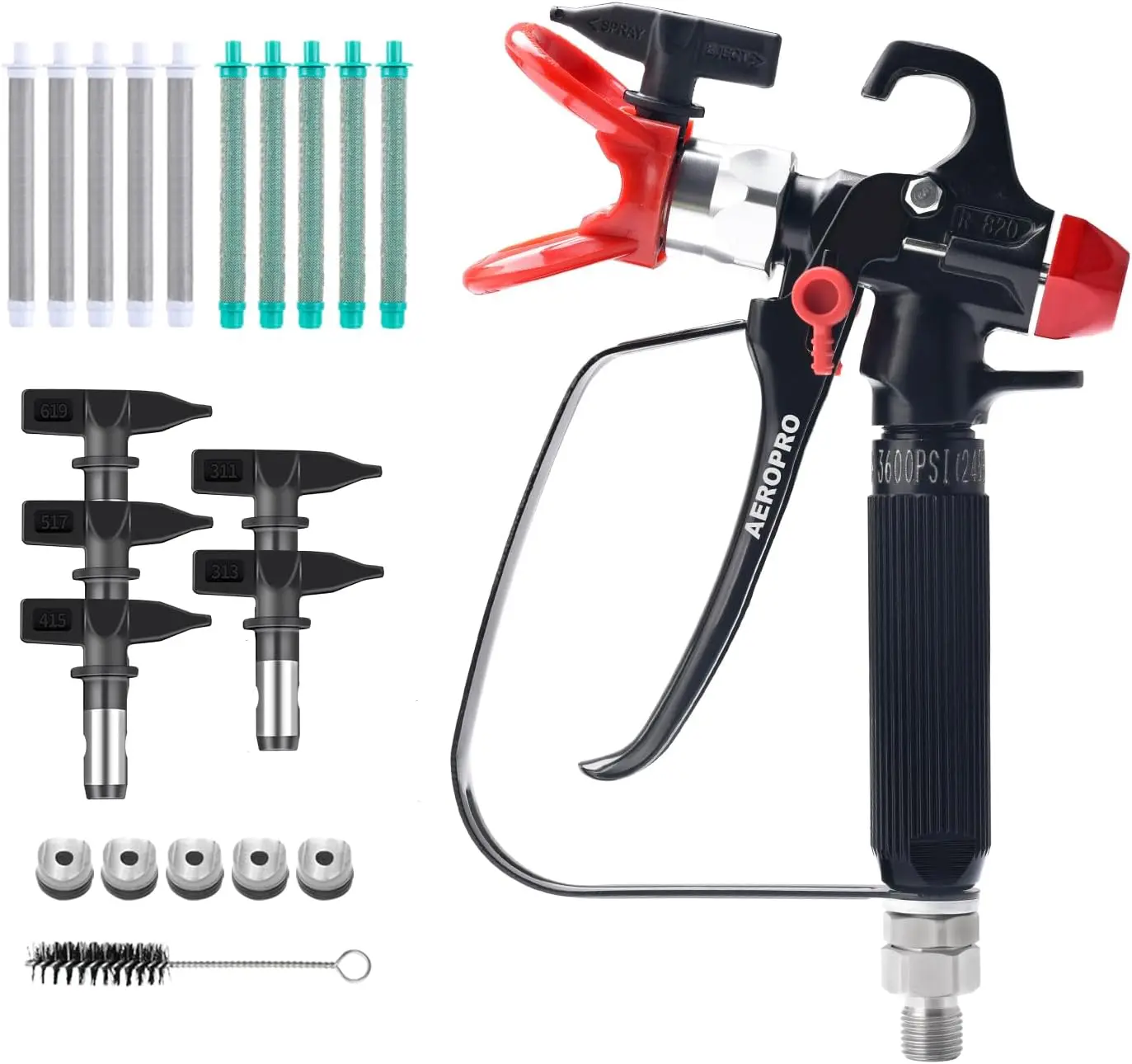 Airless Paint Sprayer Gun with 5 Tips & 10 Filters, 3600PSI High Pressure for Home Walls, Doors, Fences (Black)
Airless Paint Sprayer Gun with 5 Tips & 10 Filters, 3600PSI High Pressure for Home Walls, Doors, Fences (Black)