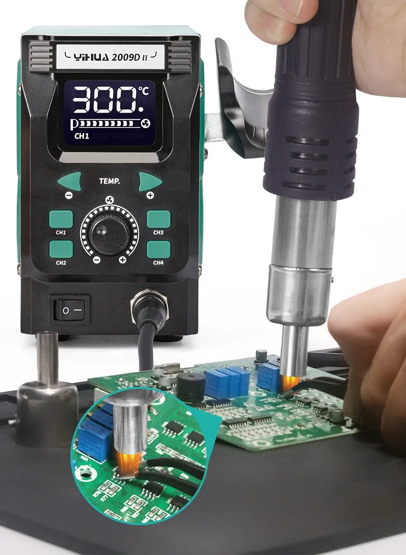 YIHUA 2009D-II 700W Smart Hot Air Gun Soldering Iron Station °C/°F Switch for Mobile Phone Repair
YIHUA 2009D-II 700W Smart Hot Air Gun Soldering Iron Station °C/°F Switch for Mobile Phone Repair