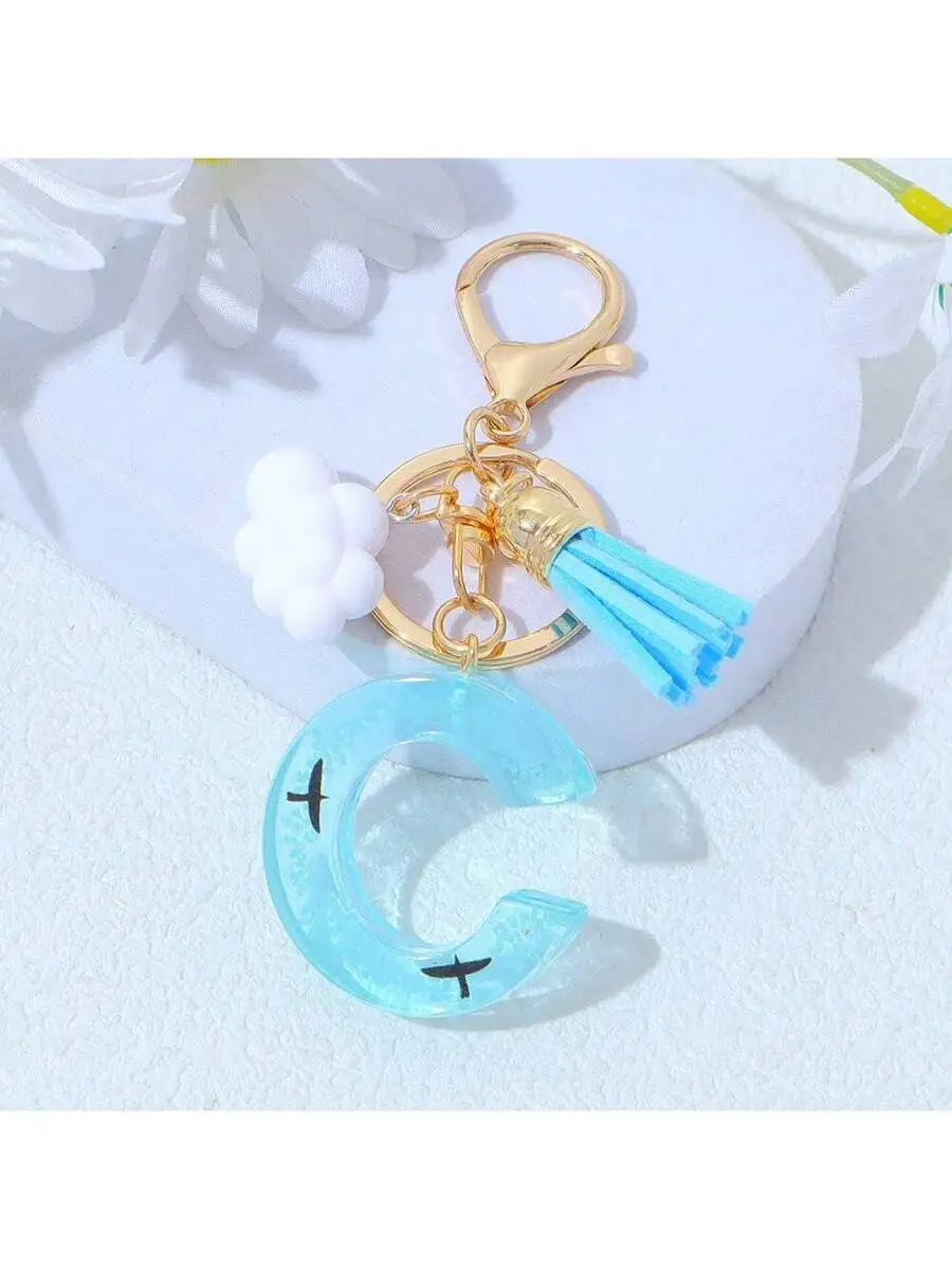 Transparent Resin Letter C Keychain With Cloud And Tassel Pendant For Bag Decoration
Transparent Resin Letter C Keychain With Cloud And Tassel Pendant For Bag Decoration