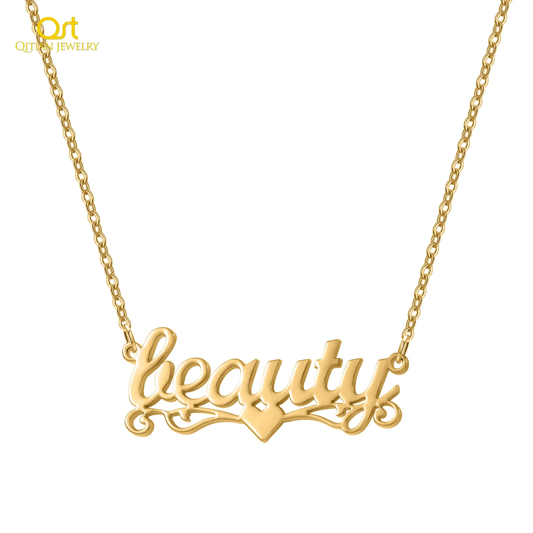 Qitian Custom Name Necklace 18kgold Plated Stainless Steel Elegant Script Nameplate With Heart Personalized Pendant Jewelry Gift
Qitian Custom Name Necklace 18kgold Plated Stainless Steel Elegant Script Nameplate With Heart Personalized Pendant Jewelry Gift