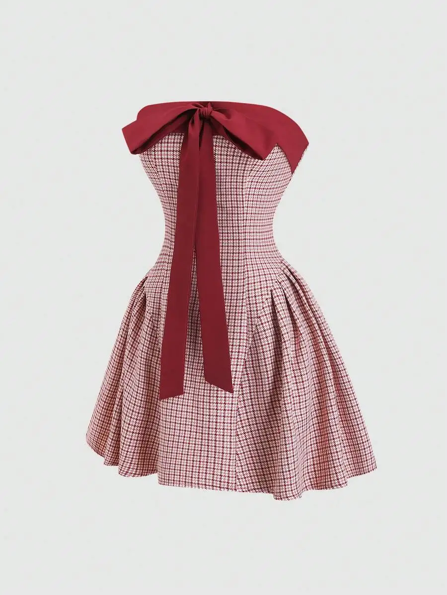 Vintage Houndstooth Bowknot Slim Fit Casual Dress Autumn Winter
Vintage Houndstooth Bowknot Slim Fit Casual Dress Autumn Winter