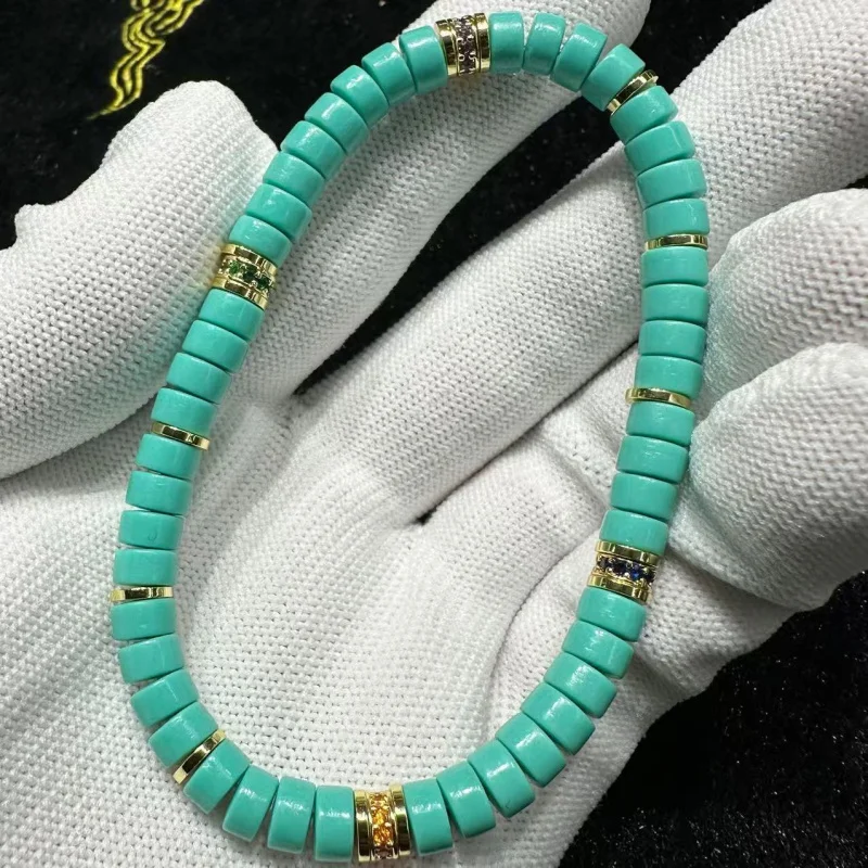 Natural with Medicine Tablet Spacer Old Style Green Glass Turquoise Bracelet
Natural with Medicine Tablet Spacer Old Style Green Glass Turquoise Bracelet