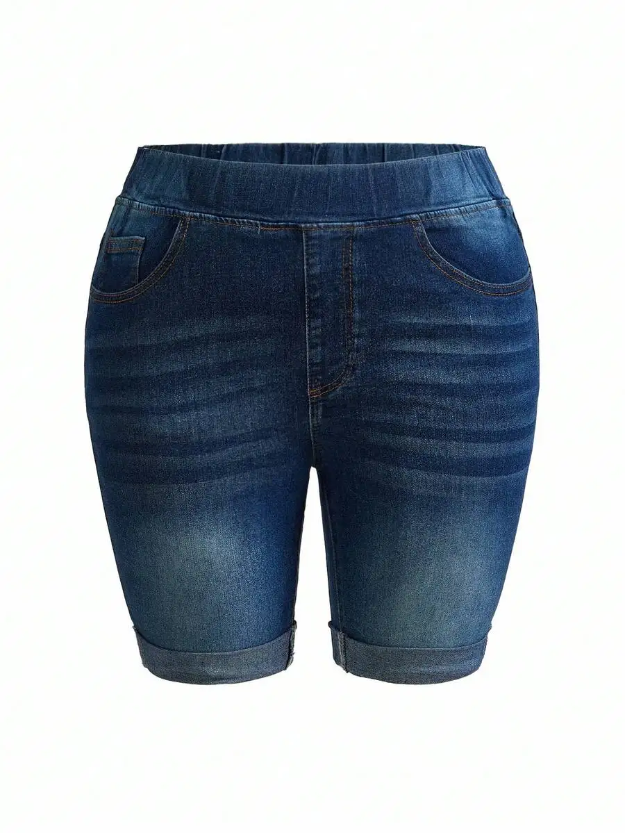 Plus Size Women Elastic Waist Denim Shorts With Pockets Cuffed Hem Casual
Plus Size Women Elastic Waist Denim Shorts With Pockets Cuffed Hem Casual
