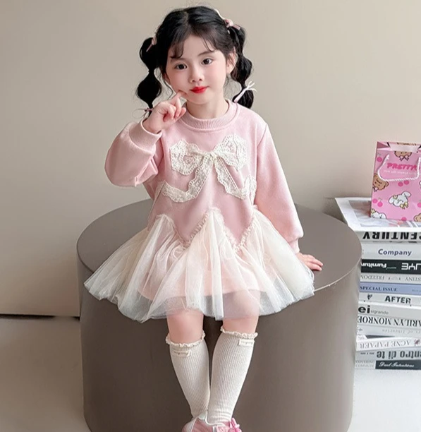 Girls Long Sleeve Dress 2025 Spring New Children French Sweet Design Mesh Splicing Dress Girls Princess Dress
Girls Long Sleeve Dress 2025 Spring New Children French Sweet Design Mesh Splicing Dress Girls Princess Dress