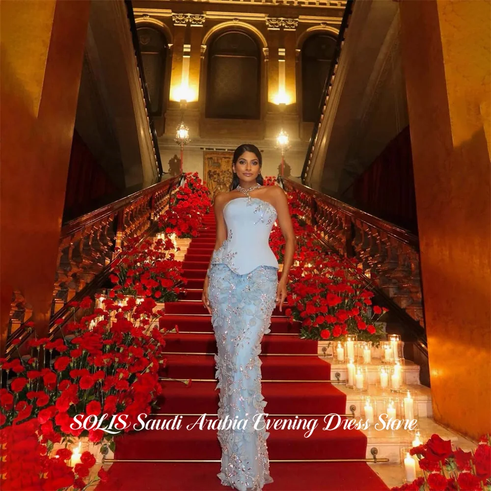 SOLIS Blue Party Dress Strapless Evening Dress Draped Neck Scarf Prom Gown Sequins Embroidery فساتين سهره Customized
SOLIS Blue Party Dress Strapless Evening Dress Draped Neck Scarf Prom Gown Sequins Embroidery فساتين سهره Customized