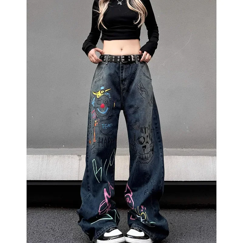 Women's Graffiti Jeans Baggy Harajuku Y2k High Waist Denim Trousers 90s Aesthetic Jeans Pants Vintage 2000s Trashy Clothes 2024
Women's Graffiti Jeans Baggy Harajuku Y2k High Waist Denim Trousers 90s Aesthetic Jeans Pants Vintage 2000s Trashy Clothes 2024