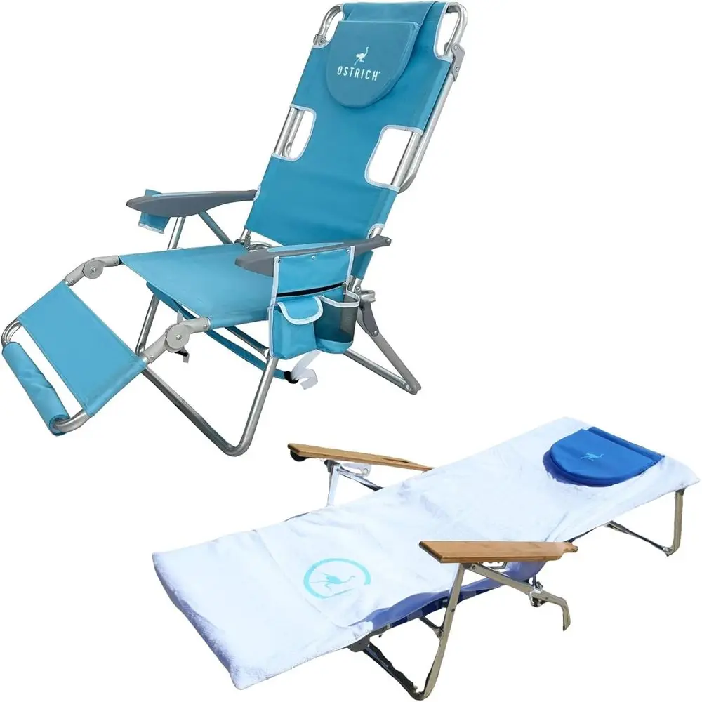 Lightweight Outdoor Beach Lounge Chair with Footrest, Light Blue, Includes Custom Fitted Towel
Lightweight Outdoor Beach Lounge Chair with Footrest, Light Blue, Includes Custom Fitted Towel