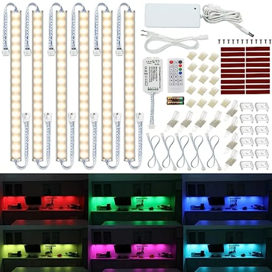 Kitchen Under Cabinet LED Light. RGBW. Color Change and Super Bright Cool White Light. Remote with Dimming. 6 LED Light Bars wi
Kitchen Under Cabinet LED Light. RGBW. Color Change and Super Bright Cool White Light. Remote with Dimming. 6 LED Light Bars wi