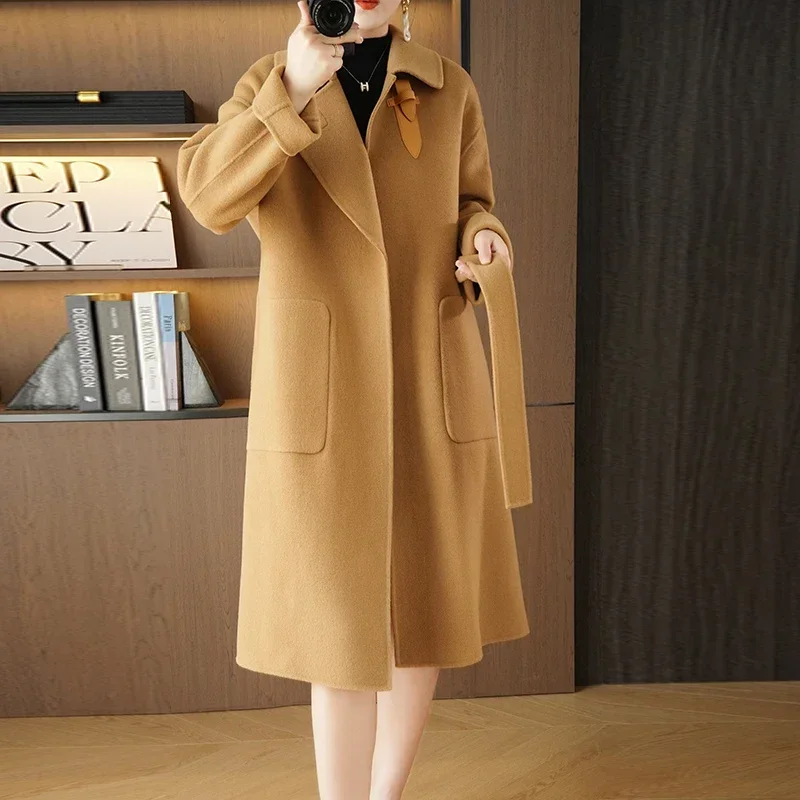versatile and fashionable for business and leisure Ladies' 100% cashmere thick double-sided extended coat, classic, 1
versatile and fashionable for business and leisure Ladies' 100% cashmere thick double-sided extended coat, classic, 1