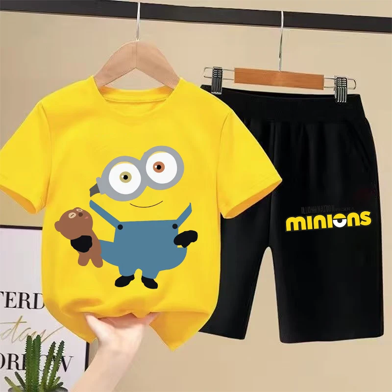 Minionses Cartoon T-shirt Suit Children Summer Tops+shorts 2pcs Pants Set Fashion Anime Pajamas Sets Home Wear Clothes Kids Gift
Minionses Cartoon T-shirt Suit Children Summer Tops+shorts 2pcs Pants Set Fashion Anime Pajamas Sets Home Wear Clothes Kids Gift