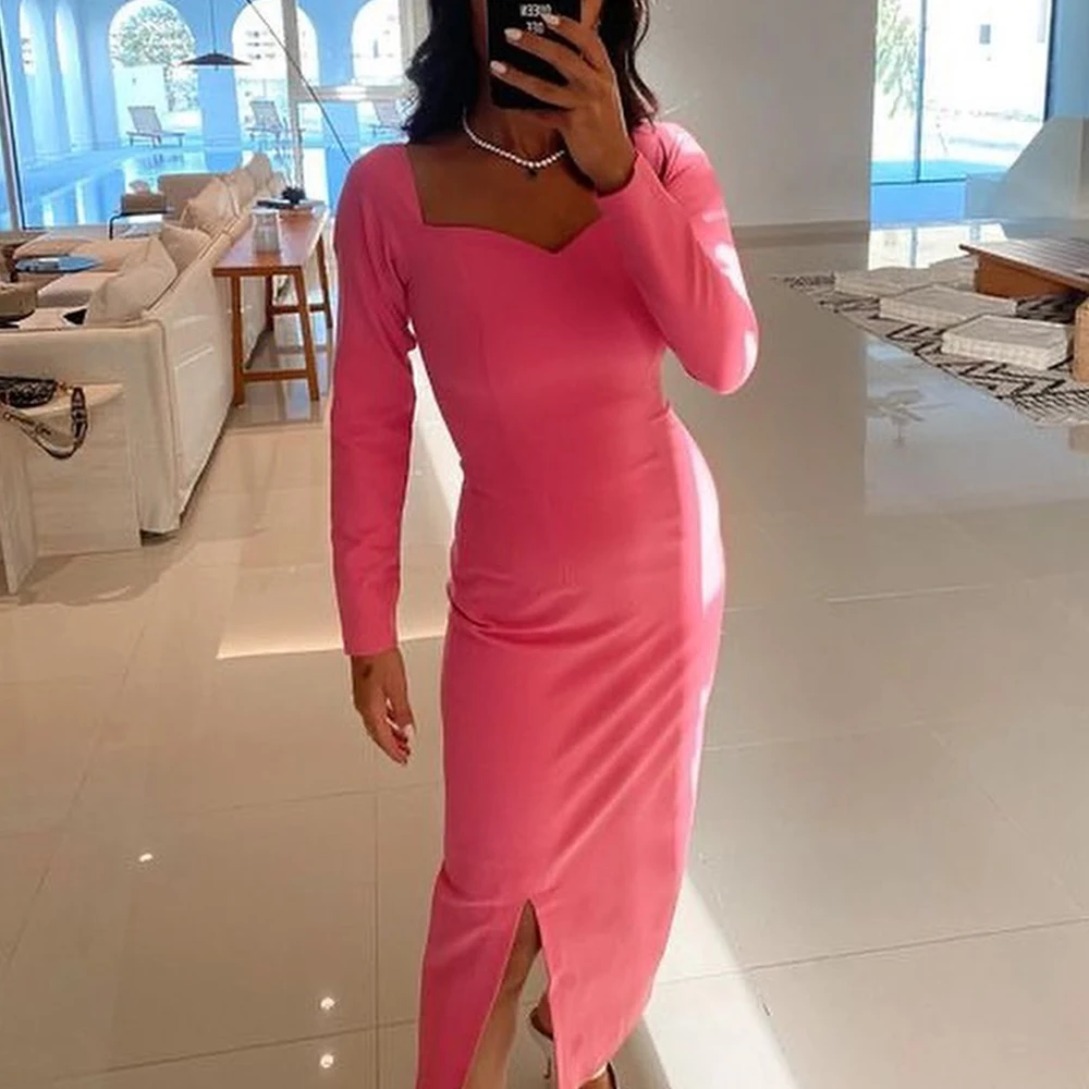 Elegant Luxury Evening Dress 2024 Long Sleeve Front Silt Square Neck Straight Solid Color Jersey Bespoke Occasion Gowns Saudi
Elegant Luxury Evening Dress 2024 Long Sleeve Front Silt Square Neck Straight Solid Color Jersey Bespoke Occasion Gowns Saudi