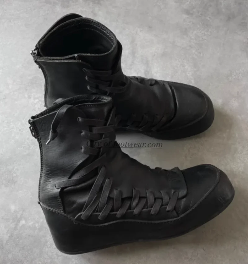 Women‘s and men's Vintage leather Cool lace up ankle boots black zipper round toe punk luxury designer runway highten shoes
Women‘s and men's Vintage leather Cool lace up ankle boots black zipper round toe punk luxury designer runway highten shoes