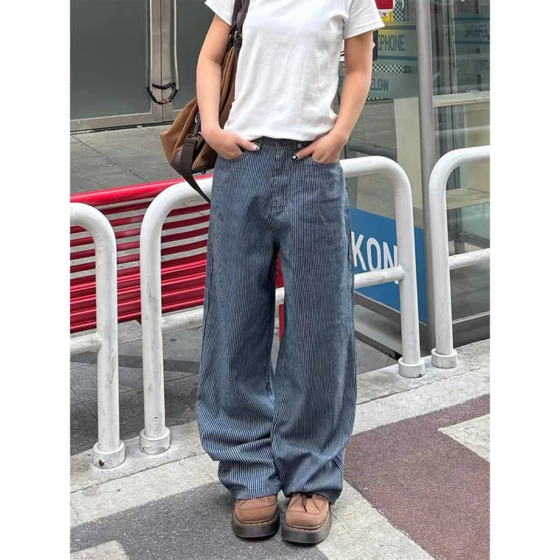 ZHIZOU Autumn Y2K Vintage Blue Striped High Waist Wide Leg Pants Women Long Loose Korean Trousers Length Bottom Jeans Pants
ZHIZOU Autumn Y2K Vintage Blue Striped High Waist Wide Leg Pants Women Long Loose Korean Trousers Length Bottom Jeans Pants
