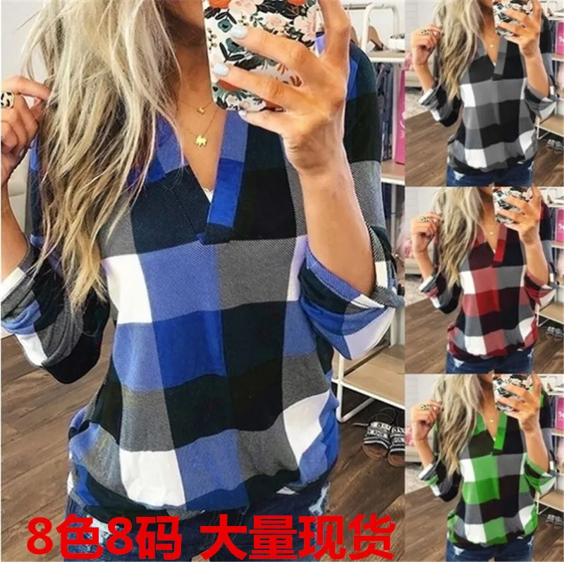 VOLALO Womens Tops Spring Autumn Women's Plaid Shirts Sexy V Neck female Lady Business Tops
VOLALO Womens Tops Spring Autumn Women's Plaid Shirts Sexy V Neck female Lady Business Tops