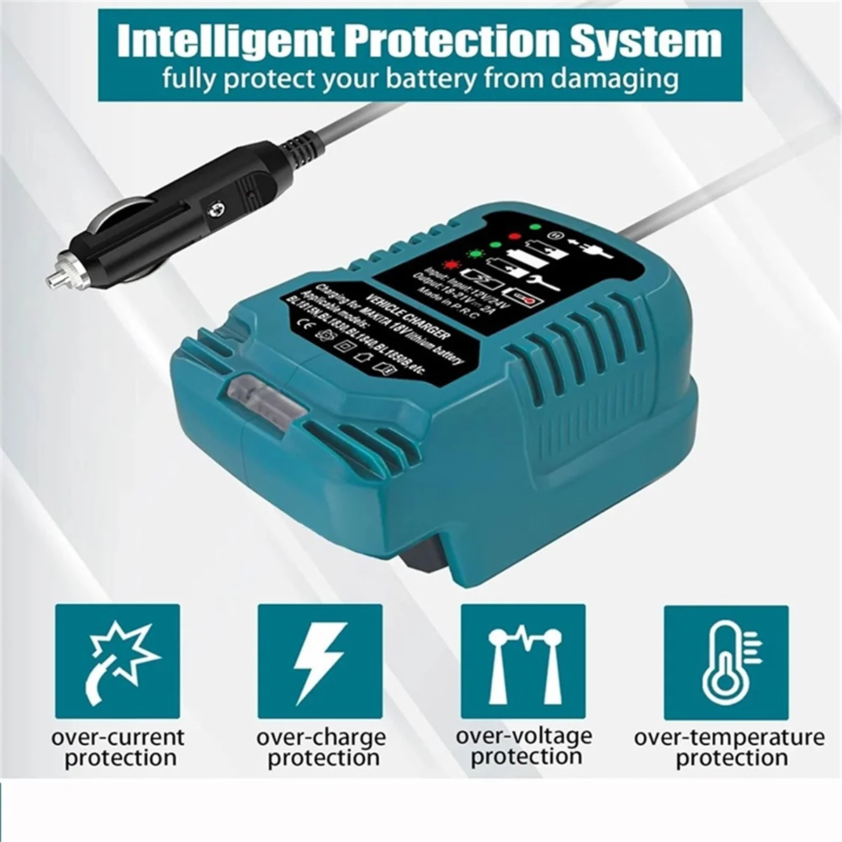 A95I-For Maikta BL1830 BL1840 BL1850 BL1840B BL1815 18V Li-Ion Battery Cigarette Lighter Plug Mini Charger Vehicle Charger
A95I-For Maikta BL1830 BL1840 BL1850 BL1840B BL1815 18V Li-Ion Battery Cigarette Lighter Plug Mini Charger Vehicle Charger