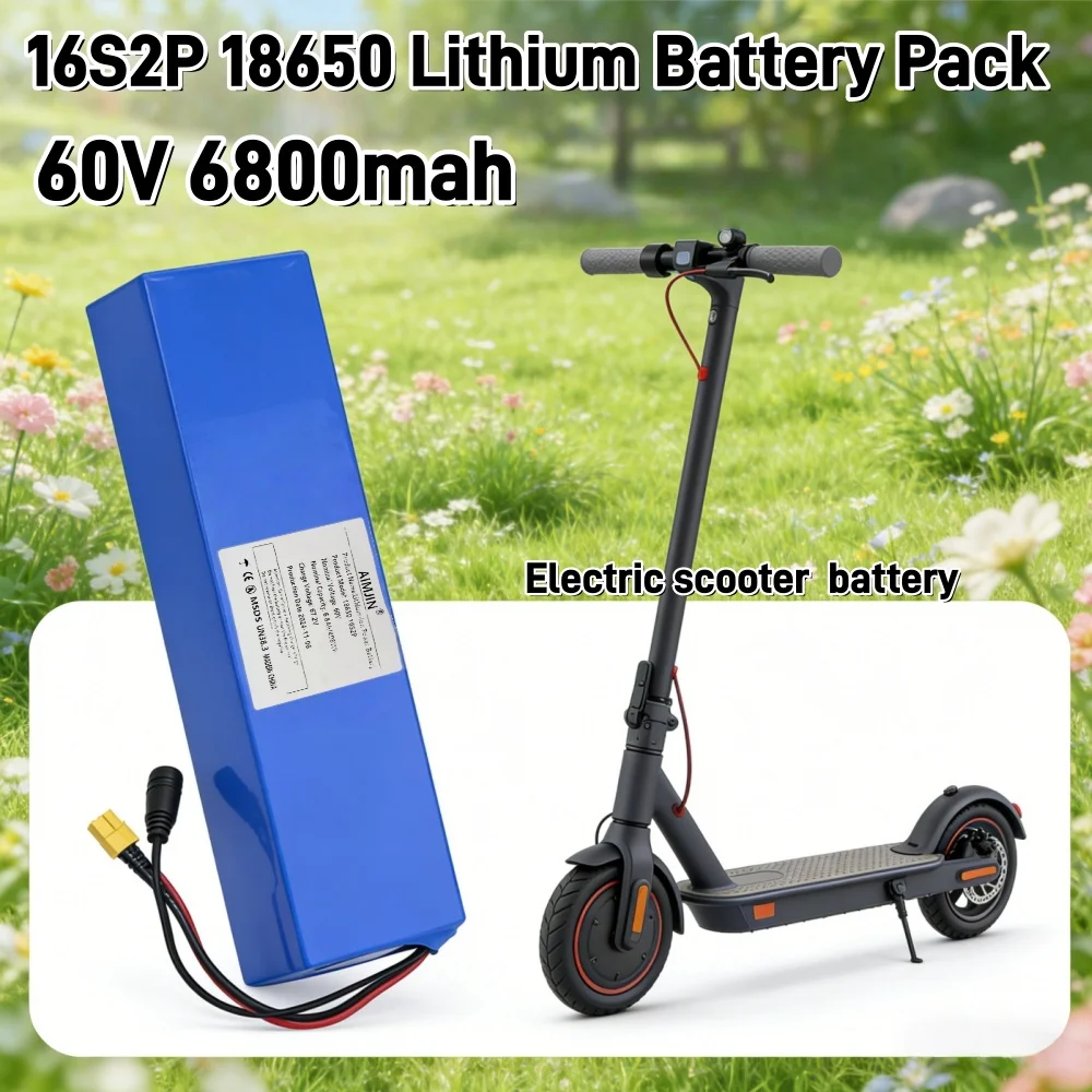 60V Rechargeable Battery 6800mah 18650 Lithium Ion 16S2P Battery Pack with BMS
60V Rechargeable Battery 6800mah 18650 Lithium Ion 16S2P Battery Pack with BMS