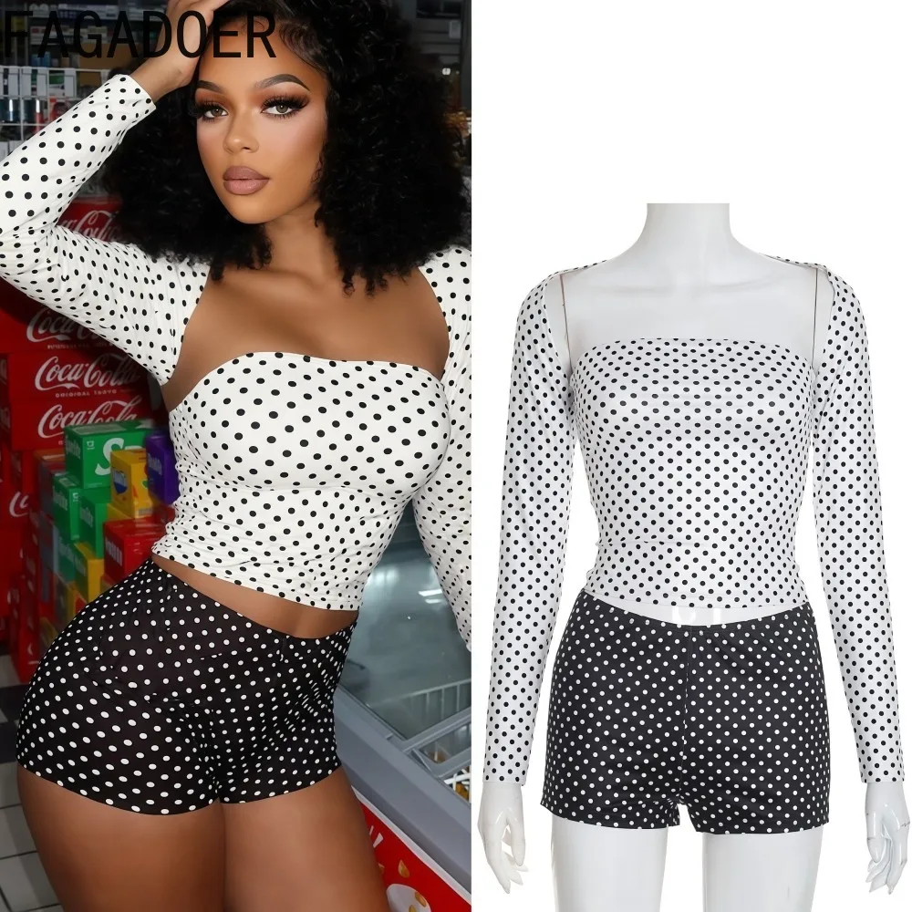FAGADOER Ретро модный комплект из 2 предметов в горошек для женской одежды, классический черный, белый винтажный укороченный топ + шорты, женская уличная одежда
FAGADOER Ретро модный комплект из 2 предметов в горошек для женской одежды, классический черный, белый винтажный укороченный топ + шорты, женская уличная одежда