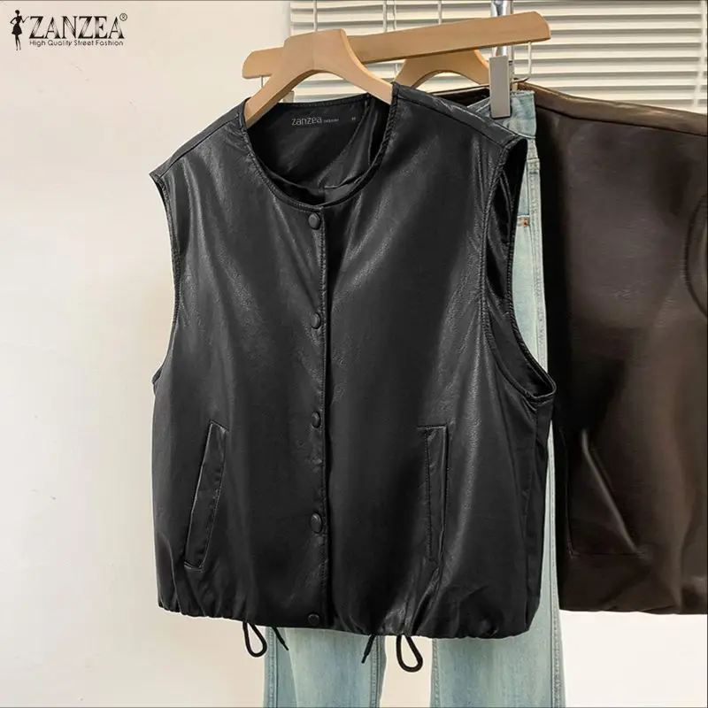 Женские свободные жилеты из искусственной кожи, повседневные безрукавки с круглым вырезом на пуговицах, уличная одежда, верхняя одежда для женщин, 3XL
Женские свободные жилеты из искусственной кожи, повседневные безрукавки с круглым вырезом на пуговицах, уличная одежда, верхняя одежда для женщин, 3XL