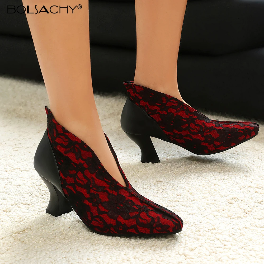 Hot 2026 Fashion Designer Vintage Evening Shoes Ladies Fashion Pointed Toe V Cut Woman Shoes High Heel Lace Pumps Sexy Shoes
Hot 2026 Fashion Designer Vintage Evening Shoes Ladies Fashion Pointed Toe V Cut Woman Shoes High Heel Lace Pumps Sexy Shoes