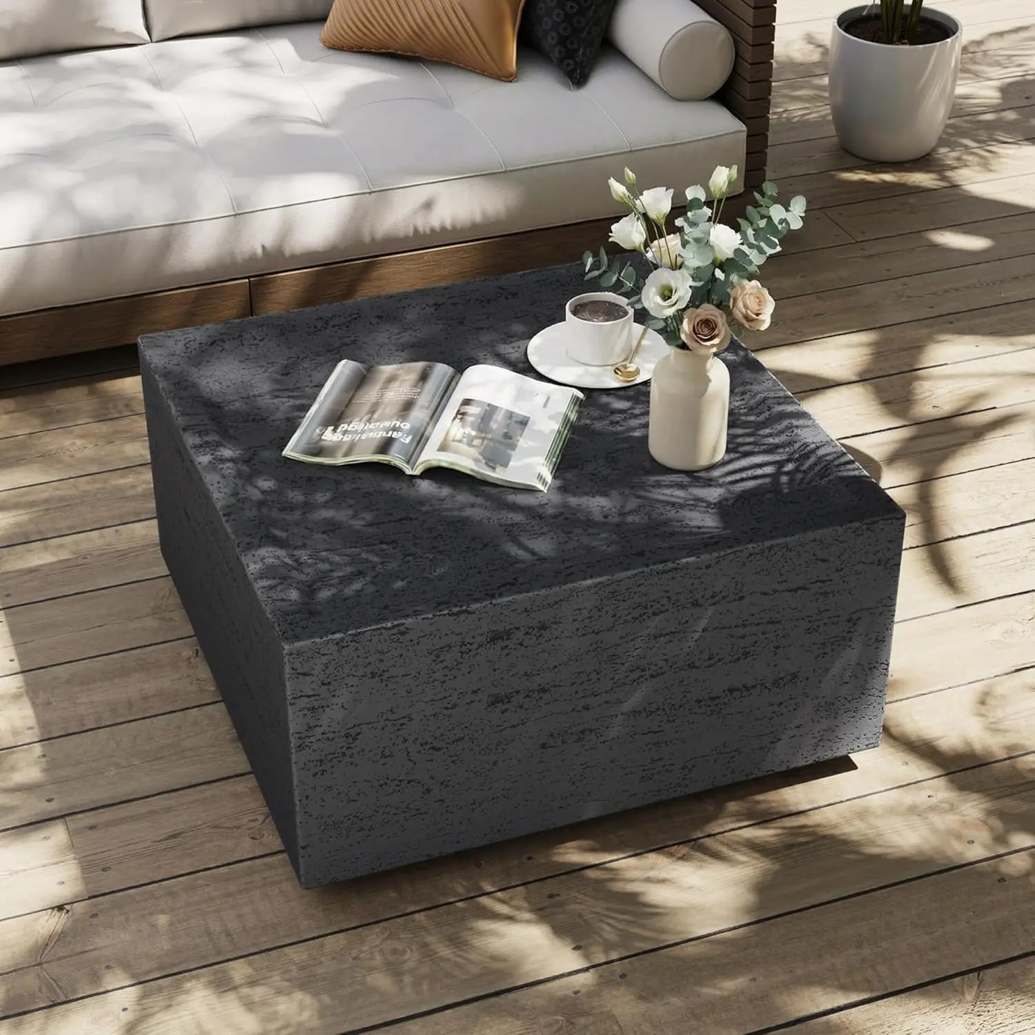 28" Square Concrete Outdoor Coffee Table Hollow Modern Low Accent Patio Balcony Deck Backyard Dark Gray, Customized
28" Square Concrete Outdoor Coffee Table Hollow Modern Low Accent Patio Balcony Deck Backyard Dark Gray, Customized