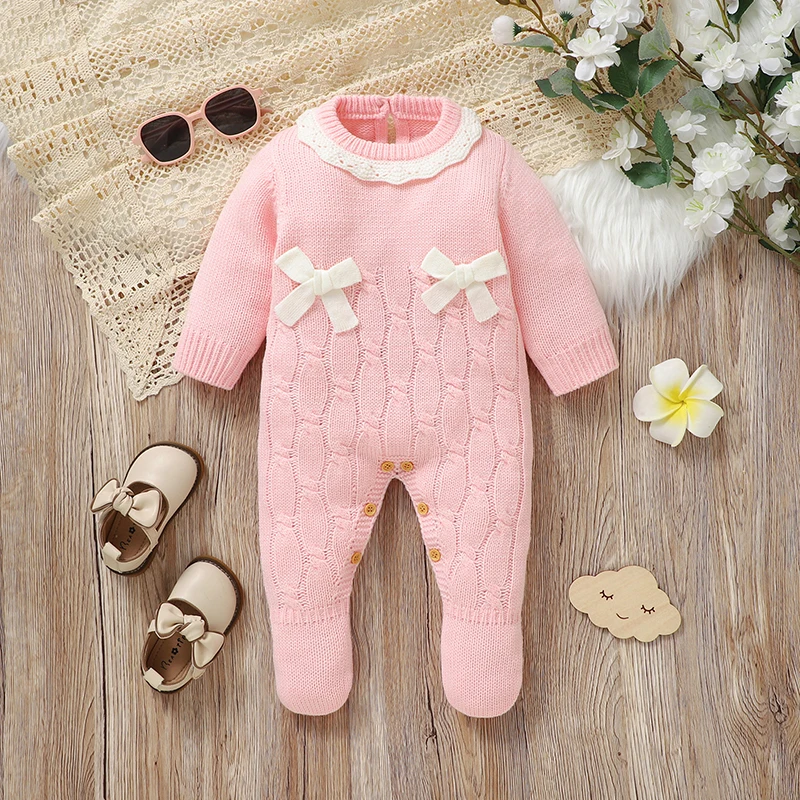 Baby Romper Knit Newborn Girl Jumpsuit Long Sleeve Foot Wrap Spring Fall Infant Kid Clothes 0-9M Cute Bow Fashion Solid Overalls
Baby Romper Knit Newborn Girl Jumpsuit Long Sleeve Foot Wrap Spring Fall Infant Kid Clothes 0-9M Cute Bow Fashion Solid Overalls