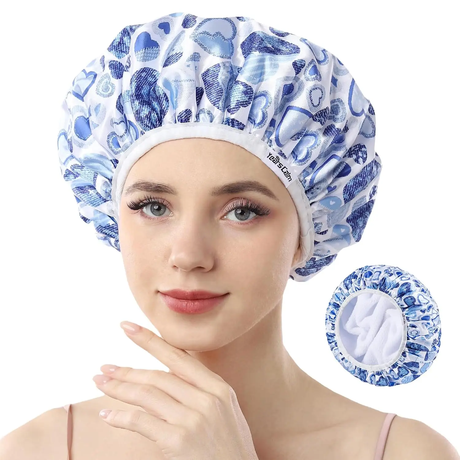 Terry Lined Shower Cap, Triple Layer Heart Motifs,Waterproof Reusable Elastic,Hair Shower Cap for Women,Terry Cloth S
Terry Lined Shower Cap, Triple Layer Heart Motifs,Waterproof Reusable Elastic,Hair Shower Cap for Women,Terry Cloth S