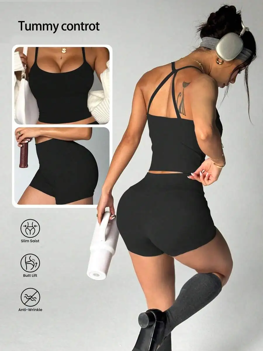Minimalist Sports Bra With Removable Pads And High Waisted Shorts Seamless 4 Way Stretch X Back Straps Compression Waist
Minimalist Sports Bra With Removable Pads And High Waisted Shorts Seamless 4 Way Stretch X Back Straps Compression Waist