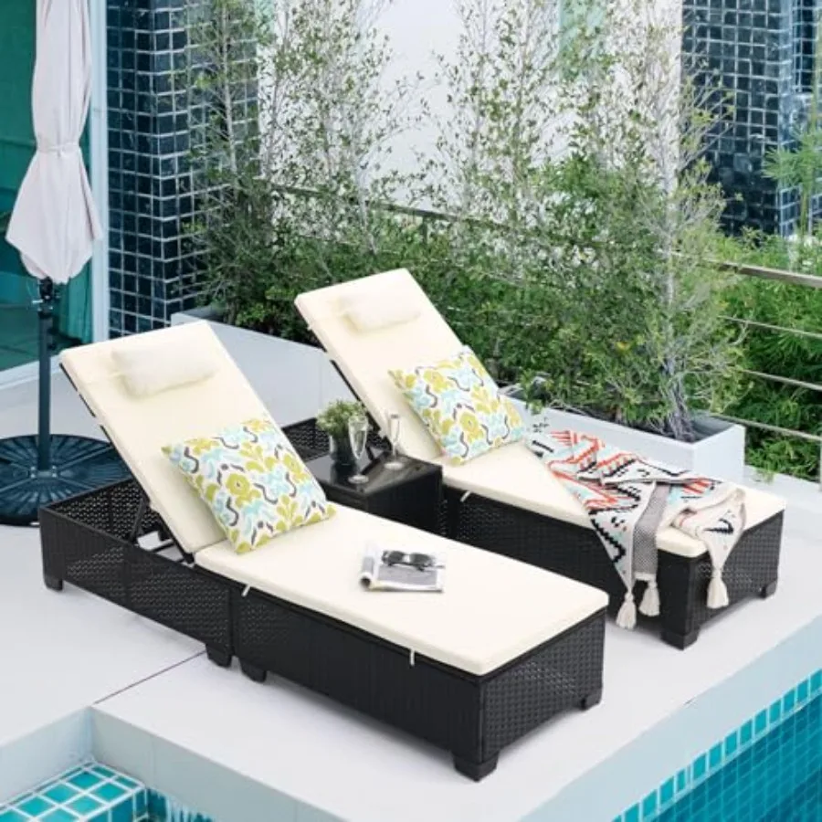 Outdoor Patio PE Wicker Chaise Lounge Chairs Set of 3 Patio Black Rattan Reclining Chair Adjustable Backrest Pool Sunbathing Re
Outdoor Patio PE Wicker Chaise Lounge Chairs Set of 3 Patio Black Rattan Reclining Chair Adjustable Backrest Pool Sunbathing Re