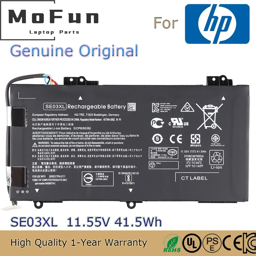 Brand New Original SE03XL 11.55V 41.5Wh Laptop Battery for HP Pavilion PC 14 HSTNN-LB7G TPN-Q171 849568-421 849908-850 etc.
Brand New Original SE03XL 11.55V 41.5Wh Laptop Battery for HP Pavilion PC 14 HSTNN-LB7G TPN-Q171 849568-421 849908-850 etc.