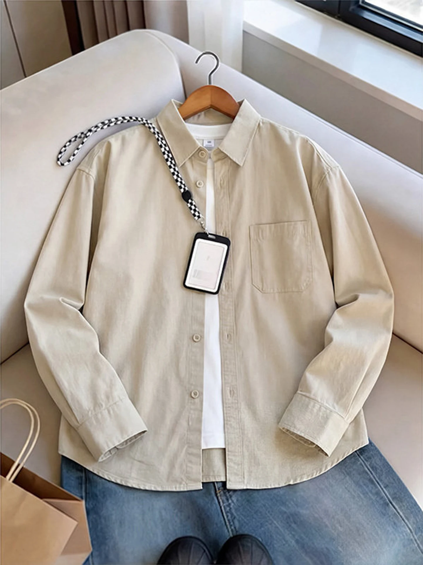Khaki Workwear irt Men's Long Sve Vintage Sle Layering Versatile Casual Outerwear Spring Autumn Seasonal Breathable
Khaki Workwear irt Men's Long Sve Vintage Sle Layering Versatile Casual Outerwear Spring Autumn Seasonal Breathable