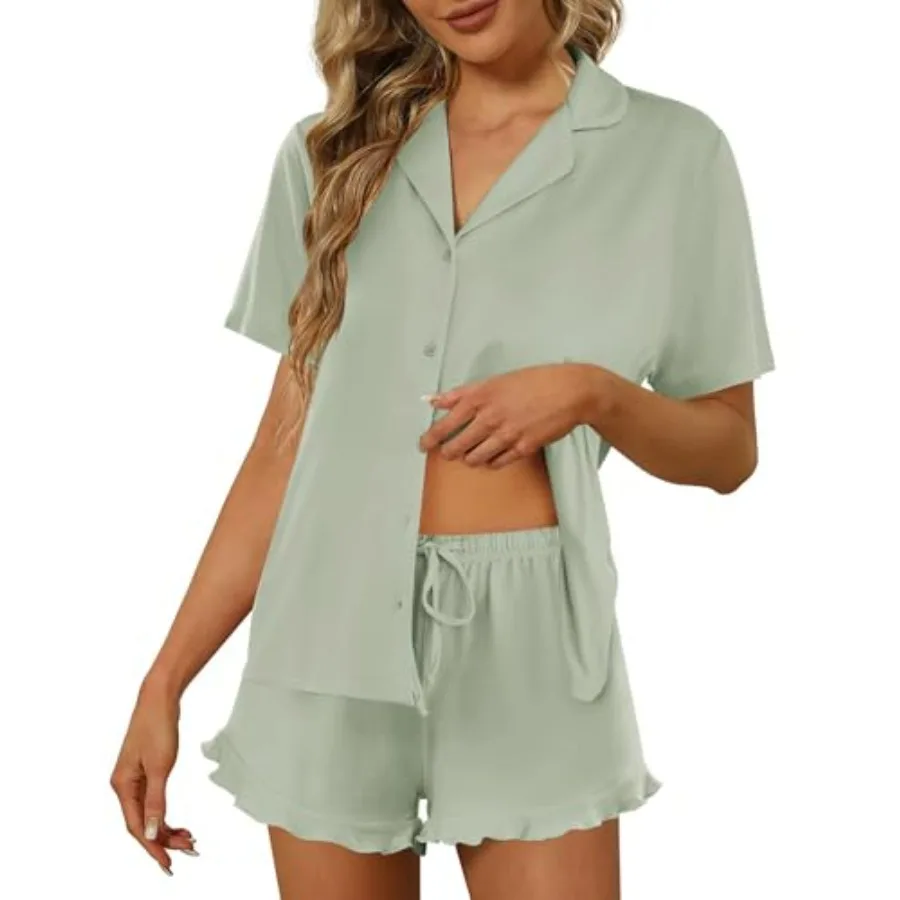 Pajamas Set for Women Short Sleeve Sleepwear Button Down Pjs Lounge Sets Soft Nightwear
Pajamas Set for Women Short Sleeve Sleepwear Button Down Pjs Lounge Sets Soft Nightwear