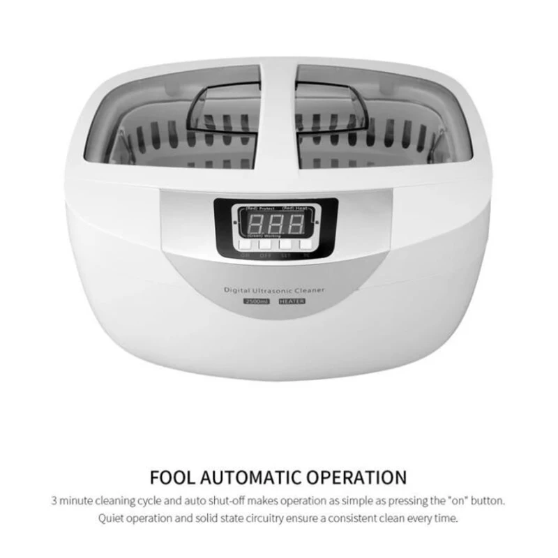 2.5L 60W 42kHz Heating Ultrasonic Bath Cleaner for Denture
2.5L 60W 42kHz Heating Ultrasonic Bath Cleaner for Denture