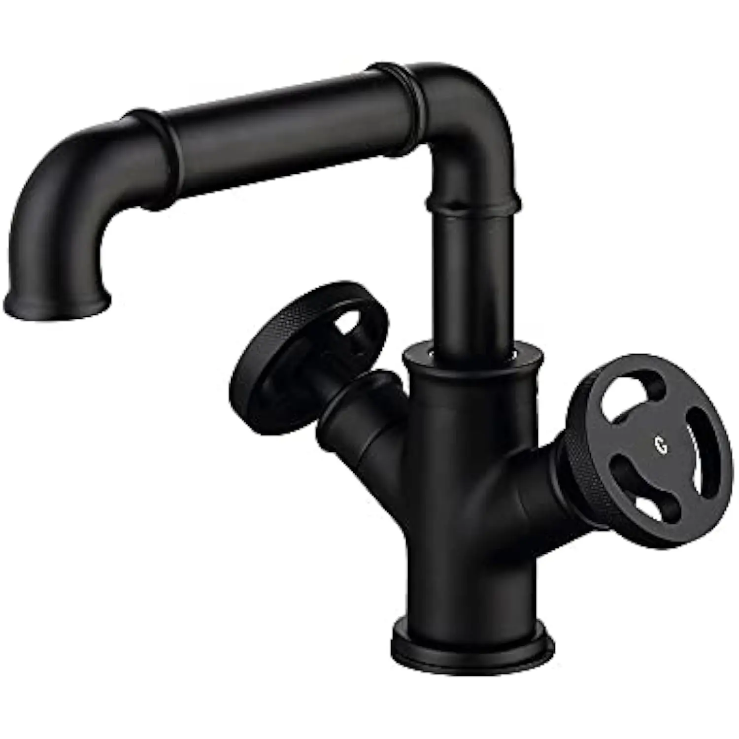 Industrial Pipe Single Hole Two Handles Bathroom Sink Faucet Double Handles Solid Brass in Matte Black
Industrial Pipe Single Hole Two Handles Bathroom Sink Faucet Double Handles Solid Brass in Matte Black