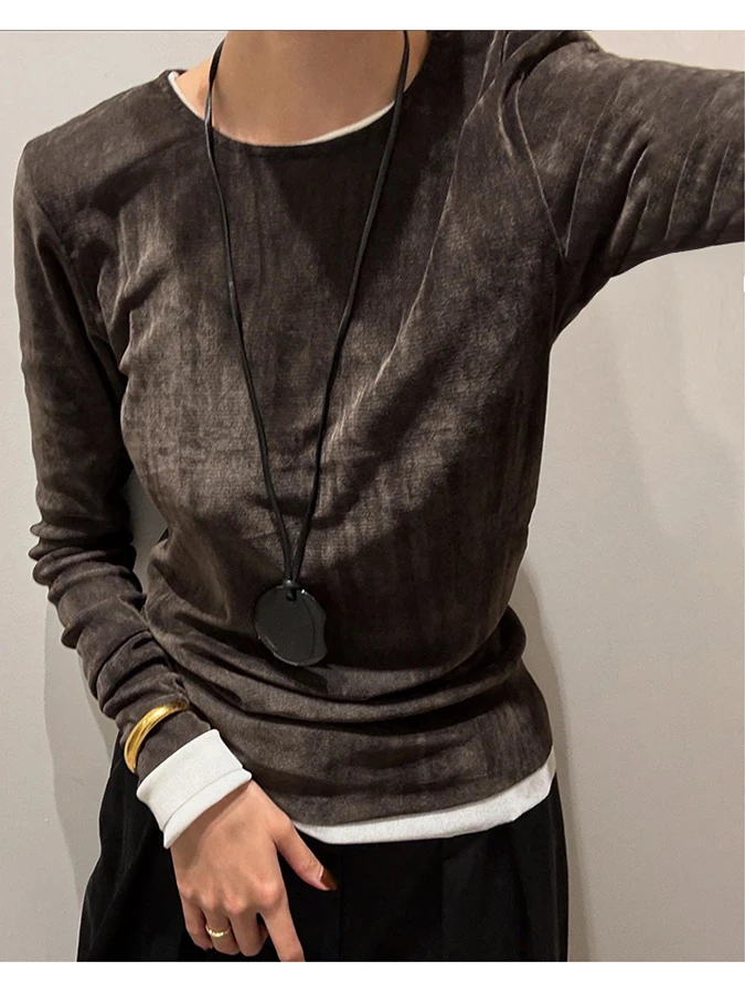 Autumn Winter Japanese Style Long Sleeve Knitted Flocking round Neck T-Shirt Women's Slim Fit Base Shirt Daily Wear Breathable
Autumn Winter Japanese Style Long Sleeve Knitted Flocking round Neck T-Shirt Women's Slim Fit Base Shirt Daily Wear Breathable