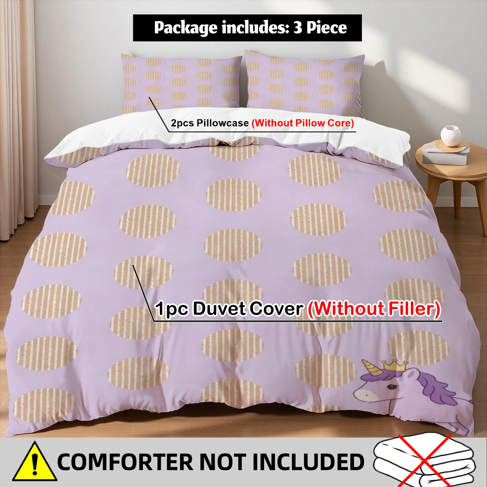 Cute Unicorn Striped Dot Duvet Cover Set 2 Pillowcases Lavender Gold Cartoon Sweet Girls Bedroom Decor Birthday Gift For Teens
Cute Unicorn Striped Dot Duvet Cover Set 2 Pillowcases Lavender Gold Cartoon Sweet Girls Bedroom Decor Birthday Gift For Teens