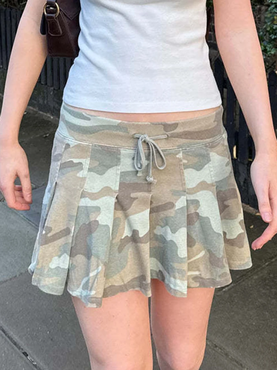 Drawstring Camouflage Mini Pleated Skirts Woman New Elastic Low Waist Cotton A-line Short Faldas Vintage Streetwear Y2k Skirt
Drawstring Camouflage Mini Pleated Skirts Woman New Elastic Low Waist Cotton A-line Short Faldas Vintage Streetwear Y2k Skirt