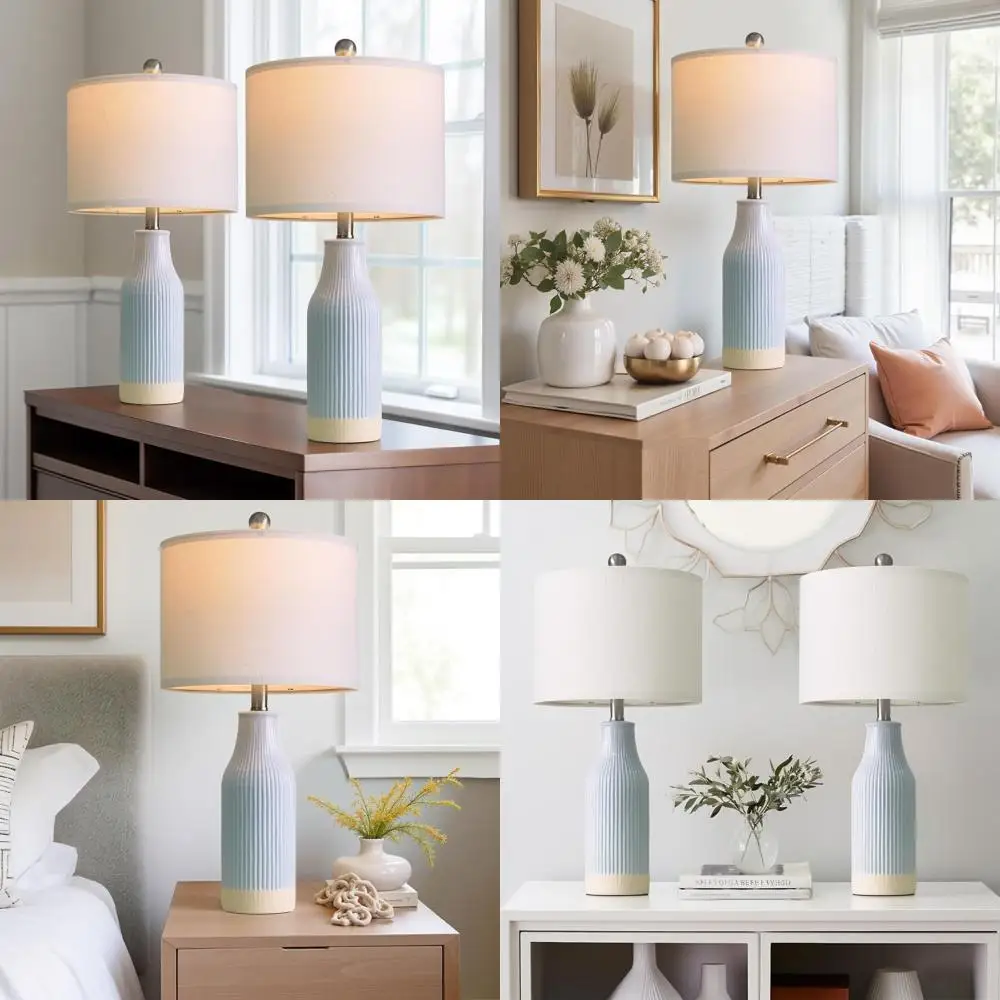 Pair of 23.75 Light Blue Modern Ceramic Bedside Lamps - Perfect for Bedroom, Living Room, Office, and Dorm Decor
Pair of 23.75 Light Blue Modern Ceramic Bedside Lamps - Perfect for Bedroom, Living Room, Office, and Dorm Decor
