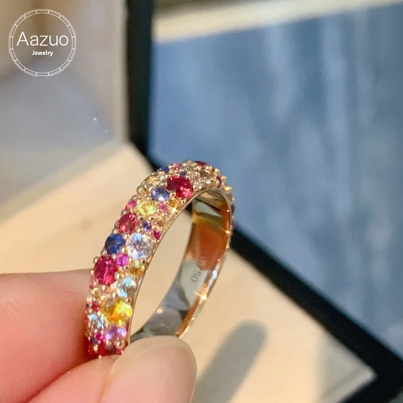 Aazuo Luxury Jewelry 18K Yellow Gold Natrual Different Color Sapphires Ring Gifted For Woman Wedding Day Deluxe Banquet Party
Aazuo Luxury Jewelry 18K Yellow Gold Natrual Different Color Sapphires Ring Gifted For Woman Wedding Day Deluxe Banquet Party