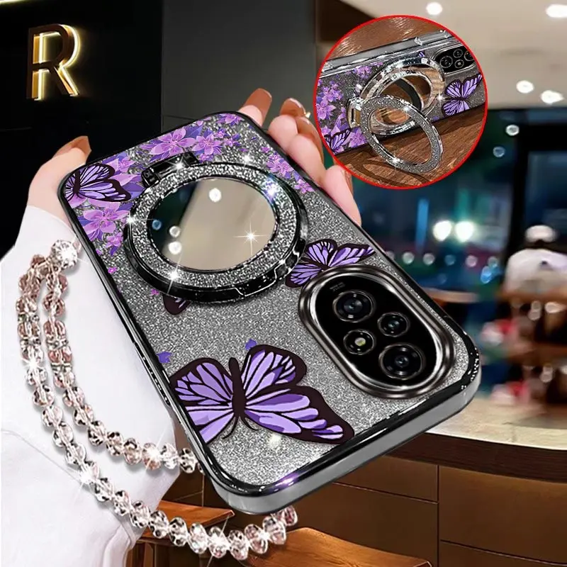 200 Splendid Butterfly Plating Bracelet Holder Phone Case For Honor 200 200Pro 300Ultra 200Lite 300 60Pro 90 100 60 50SE Cover
200 Splendid Butterfly Plating Bracelet Holder Phone Case For Honor 200 200Pro 300Ultra 200Lite 300 60Pro 90 100 60 50SE Cover