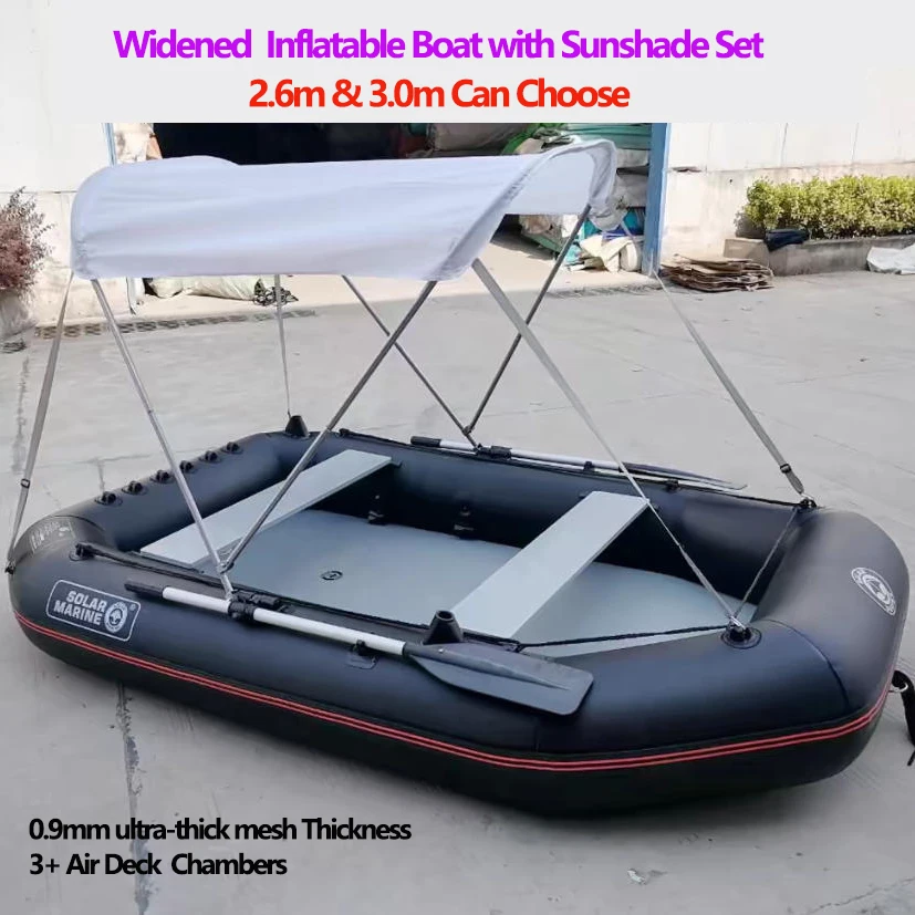 New 0.9mm Thickened & Widened Inflatable Boat with Sunshade Set Air Deck Fishing Platform Wear-resistant PVC Kayaks
New 0.9mm Thickened & Widened Inflatable Boat with Sunshade Set Air Deck Fishing Platform Wear-resistant PVC Kayaks